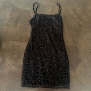 Hello Molly Black Mini Dress with Dotted Pattern